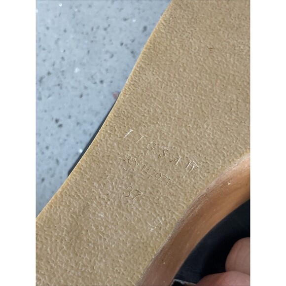 JIGSAW black Leather Slingback Wedges Clog Open Toe - Size EU 37 - Picture 7 of 10